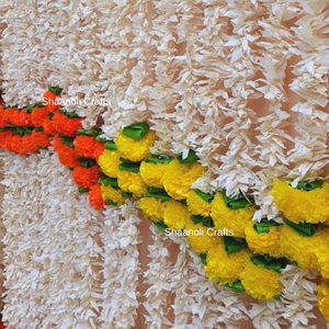 พวงดอกไม้แห้งทำมือ สีขาว ส้ม เหลือง ดอกดาวเรือง ดอกมะลิ ตกแต่งดอกไม้ภายในบ้าน แขวนประดับงานแต่งงาน สไตล์ดั้งเดิม - Product Image 4