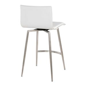 Tabourets de bar contemporains en acier inoxydable avec assise pivotante rembourrée en similicuir blanc - Lot de 2 - Product Image 3