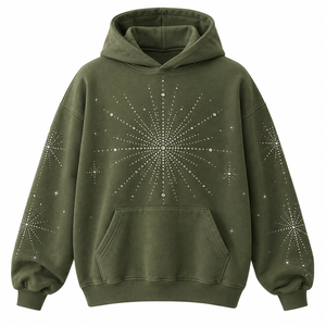 Custom Made Lightweight Comfortable Cotton/Polyester Eco-Friendly Breathable Top Trending Men's Solid Hooded <b>Rhinestone</b> <b>Hoodies</b> - Product Image 5