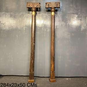 Colonne décorative en teck massif sculptée à la main, style vintage indien, pour projets de temples, villas et hôtels |   Mix & Match 1 Contenant - Product Image 1