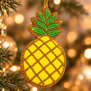 Luxury Indian Zari Embroidery Beaded Ornaments Handmade Customized Shape Yellow Color Hanging <b>Christmas</b> Tree Stand Accessories - Product Image 1