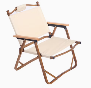 Folding Beach <b>Chair</b> Wooden Frame <b>Camping</b> <b>Chair</b> Portable Outdoor Lounge Seat with Armrests - Product Image 1
