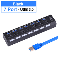 Hub USB, hub USB 3.0 Hub répartiteur multi-USB à 7 ports avec interrupteur pour PC portable