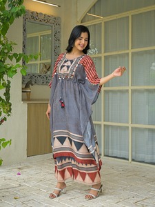 ชุด kurti & Palazzo ผู้หญิงบริสุทธิ์สองฟุตสไตล์ผ้ามัสลิน - Product Image 6