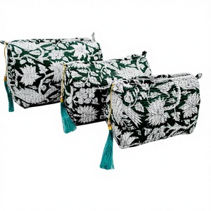 Toiletry Pouch <b>Set</b> Velvet Quilted Bag Makeup for Cosmetic Birthday Wedding Gift Zipper bags - Product Image 5