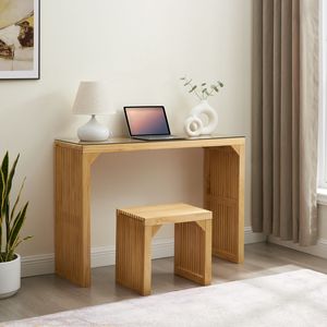 Natural Pine Versatile <b>Indoor</b> Wood Furniture Dining <b>Bench</b> Table Set for Entryway Living Room Kitchen Bedroom Kitchen Inc - Product Image 4