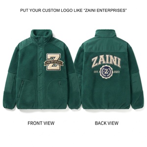 Veste en polaire premium 320 GSM, texture sherpa, panneaux en nylon contrastés, logo brodé personnalisé, vêtements d'hiver - Product Image 1