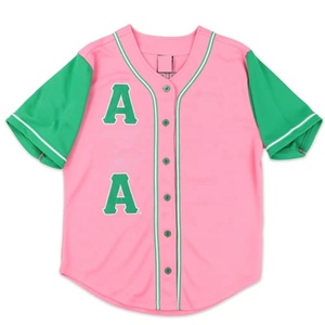 เสื้อเบสบอลสีเขียวสำหรับสาวๆ แบรนด์ Soror แขนสั้น ปักตัวอักษร K สีชมพู ติดกระดุมด้านหน้า ทรงปกติ ผลิตจากโพลีเอสเตอร์ ชุดกีฬา - Product Image 6