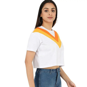 เสื้อยืดครอปสีเขียวอ่อนสำหรับผู้หญิง คอกลม แขนสั้น สีพื้น ลำลอง ทรงหลวม ผ้าถัก สำหรับฤดูใบไม้ผลิและฤดูร้อน - Product Image 3