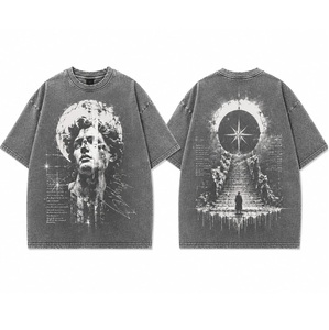 เสื้อยืดแฟชั่นฮิปฮอปลายอนิเมะแบบกำหนดเอง ไซส์พลัส โอเวอร์ไซส์ ผ้าฝ้าย 100% ระบายอากาศได้ดี พิมพ์ลายด้วยความร้อน สไตล์สตรีทแวร์ - Product Image 5