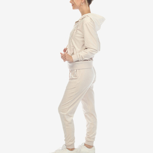 Ensemble de survêtement en velours personnalisé pour femme, grande taille, avec sweat à capuche zippé et pantalon de jogging, 2 pièces, en velours, personnalisable, nouvelle collection, vente chaude - Product Image 2