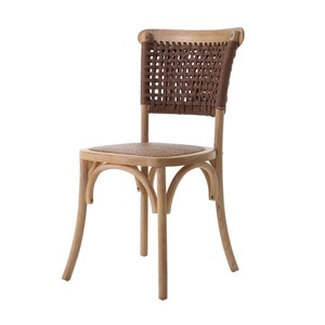 Chaise de salle à manger en teck écologique avec revêtement en cuir vert olive, dossier incurvé, style intemporel européen moderne du milieu du siècle - Product Image 6