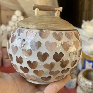Factory Wholesale Mother of Pearl <b>Bamboo</b> Jar with Shell Inlay <b>Bamboo</b> <b>Container</b> for Luxury Home Decoration - Product Image 4