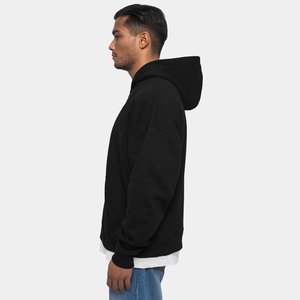 Sweat à capuche oversize pour homme, style streetwear intemporel, en molleton de coton doux, fermeture éclair intégrale, prix abordables. - Product Image 4