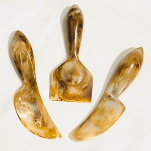 Honey Amber Resin Cheese <b>Knife</b> Set Marbled Acrylic <b>Butter</b> Spreaders Glossy Decorative Serving Utensils for Kitchen and Dining - Product Image 1