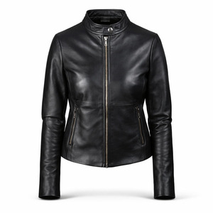 Blouson Bomber Unisexe Noir en Cuir Véritable Coupe Ample Col Mandarin Fermeture Éclair Qualité Supérieure Vintage Hiver Personnalisable - Product Image 1