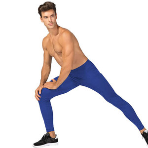 Shinig Blue <b>Men's</b> Sportswear Gym <b>Tights</b> Workout Fitness Running Leggings <b>Compression</b> Quick Dry Breathable Customizable Pockets - Product Image 3