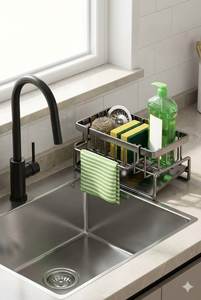 Large Capacity Iron Kitchen Sink Organizer With Multiple Compartments For Organizing Kitchen Sink <b>Accessories</b> - Product Image 6