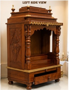 Mandir de madera de teca estilo sureño indio para el hogar, personalizable, mandir de madera tradicional estilo sureño indio para la sala de pooja del hogar. - Product Image 3