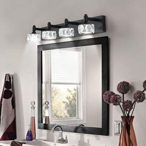 Modern 4-<b>Light</b> LED Vanity <b>Light</b> Fixture Elegant Contemporary Home Decor with Crystal Glass Shades Wall <b>Sconce</b> for Bathrooms - Product Image 3