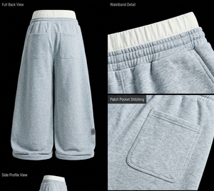 Pantalones Deportivos Holgados Gothamind Grises para Hombre, Estilo Urbano, Joggers Anchos, Pantalones de Felpa Sueltos, Casuales, para Descansar, 2026 - Product Image 3