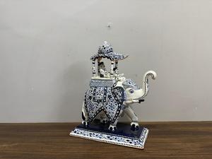 NIRMALA HANDICRAFTS Handcrafted Aluminum Blue Pottery Ambabari <b>Elephant</b> Figurine | Jaipur Blue Pottery Art Deco <b>Decorative</b> - Product Image 4