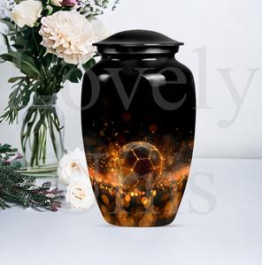 Urna funeraria con diseño de balón de fútbol, distintiva urna conmemorativa femenina para cenizas, urna de cremación para cenizas humanas, recuerdo decorativo. - Product Image 4