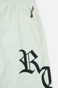 Men's Light Green Cotton Shorts With Letter Print Drawstring Waist Casual Style - Product Image 6