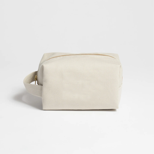 Pochette de maquillage en toile de coton écologique, trousse de toilette durable avec fermeture éclair métallique pour l'organisation de la salle de bain - Product Image 3