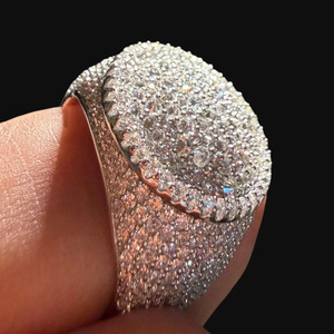 Moissanite Diamond Mens <b>Ring</b> Iced Out Upside Down <b>Set</b> 925 Sterling <b>Silver</b> Bustdown Signet <b>Ring</b> Hip Hop Bling Jewelry for Gifts - Product Image 2