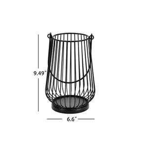Portavelas de metal negro de 9.49 pulgadas de alto y 6.6 pulgadas de diámetro, decoración duradera para el hogar - Product Image 1