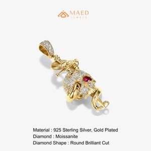 Collier pendentif en moissanite plaqué or 18 carats, design tête de serpent, bijoux de mode pour femmes et hommes, style joaillerie fine New York City, États-Unis - Product Image 6