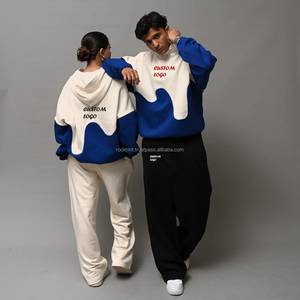 Hoodie unisexe à fermeture éclair, imprimé numérique effet goutte d'eau, 100% coton molletonné respirant, avec poches, idéal pour l'hiver - Product Image 2