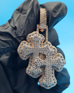 Pendentif croix bicolore personnalisé en argent 925, pendentif hip-hop, pendentif foi chrétienne, pendentif bling pour rappeur, pendentif religieux - Product Image 1