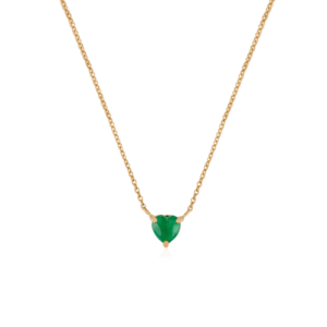 14K <b>Solid</b> <b>Gold</b> Emerald Cut Solitaire Heart <b>Pendant</b> Necklace - Product Image 2