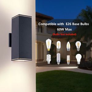 Modern Outdoor <b>Wall</b> <b>Sconce</b> 2-<b>Light</b> Aluminum Rectangular Tube Tempered Glass Waterproof Patio <b>Light</b> - Product Image 5