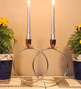 Porte-bougie de table en aluminium doré, élégant et décoratif, pour table à manger, salon et décoration intérieure - Product Image 5