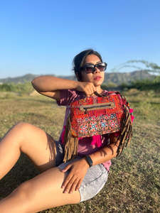 Nouvel arrivage de sacs en coton pour femmes Rajasthani véritable fait à la main Tribal Multi couleur Boho Hippie daim cuir frange gland Banjara - Product Image 5