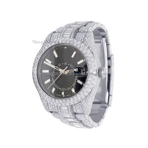 Haute qualité hommes Moissanite diamant montre-bracelet automatique exclusif luxe en acier inoxydable Hip Hop Style analogique entièrement glacé en vrac - Product Image 1