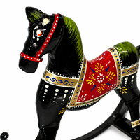 Cheval à bascule décoratif en fer peint fait main, figurine vintage, décoration animale de table, vente en gros
