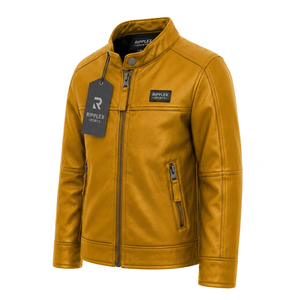 Veste en cuir souple pour enfants, au look classique, coupe confortable, sensation de chaleur et qualité durable, idéale pour les jeunes explorateurs actifs. - Product Image 3