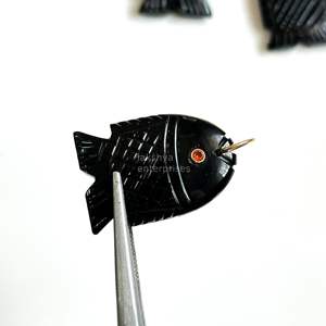 Colgante de Pez de Ónix Negro AAA, Amuleto de Pez Tallado a Mano con Piedra Preciosa, Plata 925, Collar de Cristal Curativo Hecho a Mano, Venta al por Mayor para Fabricación de Joyas - Product Image 1