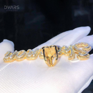 Pendentif personnalisé en argent 925 avec initiale en lettres cursives, style hip-hop, lettres de nom, luxe glacé, Moissanite certifiée, pour rappeur - Product Image 3