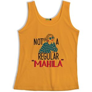 Camiseta sin mangas de algodón para mujer, cuello redondo, diseño estampado informal, logotipo frontal, color amarillo, ¡muy vendida! - Product Image 3