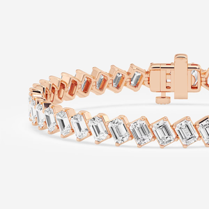 Pulsera de tenis diagonal de 14.5 quilates con esmeraldas y diamantes cultivados en laboratorio, de 7 pulgadas, joyería de lujo brillante, regalo para mujer - Product Image 2