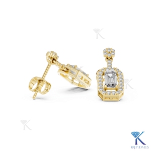 ต่างหูเพชรแล็บโกรว์ทรงเอ็มเมอรัลด์แบบแปดเหลี่ยมประดับด้วยโอลา 18K ทองคำแท้ เครื่องประดับผู้หญิงสุดหรูทันสมัย ของขวัญวันครบรอบแต่งงาน - Product Image 2