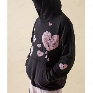 เสื้อฮู้ดดี้ทรงโอเวอร์ไซส์ผ้าเฟรนช์เทอร์รี่คุณภาพสูง แบบครอปสำหรับทุกเพศ พิมพ์ลาย ปักลาย ตกแต่งด้วยงานแอพพลิเคชั่น รับสั่งทำเสื้อฮู้ดดี้ - Product Image 4