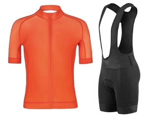 Ensemble de maillot de cyclisme pour homme, orange, manches courtes, short à bretelles noir, kit de sport respirant - Product Image 1