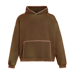Sweat-shirt à capuche surdimensionné vert personnalisé unisexe, pull décontracté en polaire, couleur unie, avec poches, coupe classique, pour l'automne - Product Image 6