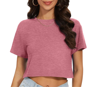 เสื้อยืดแขนสั้นผู้หญิงทรงเข้ารูป สีพื้น คุณภาพสูง รุ่นท็อป - Product Image 6
